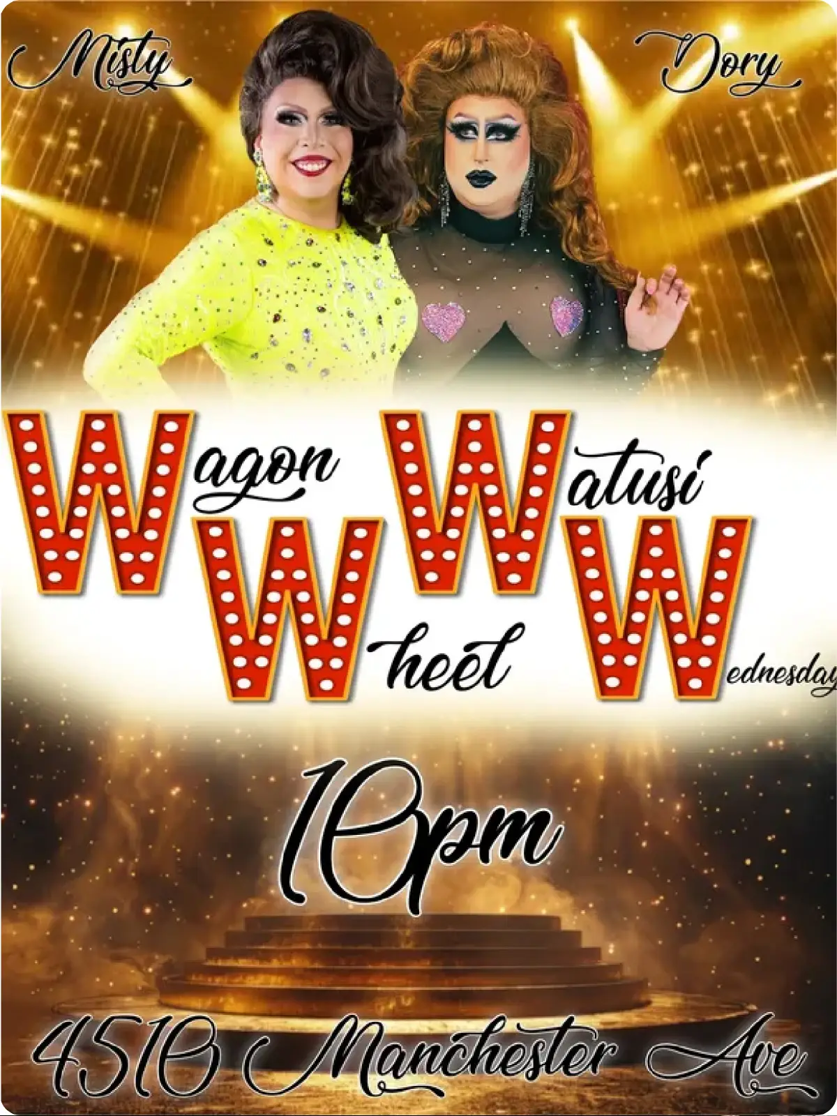 Drag queen event poster 10pm